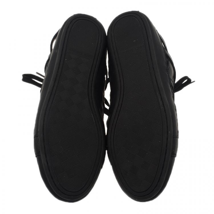 Pre Owned Dolce and Gabbana Black Leather Cutout Sneakers Size 39