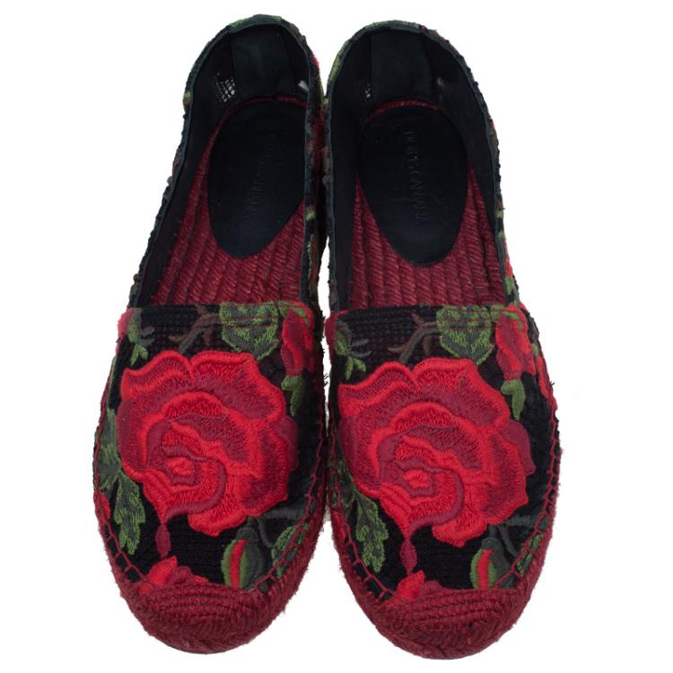 Pre Owned Dolce and Gabbana Rose Lace Macrame Espadrilles Size 39