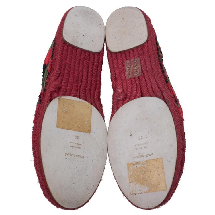 Pre Owned Dolce and Gabbana Rose Lace Macrame Espadrilles Size 39