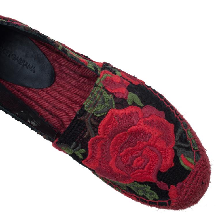 Pre Owned Dolce and Gabbana Rose Lace Macrame Espadrilles Size 39