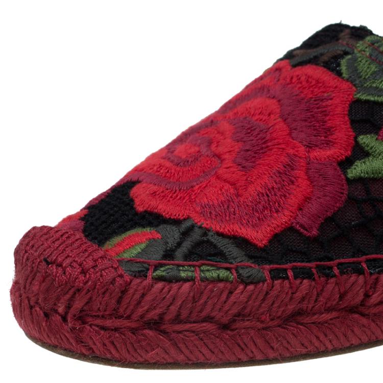 Pre Owned Dolce and Gabbana Rose Lace Macrame Espadrilles Size 39