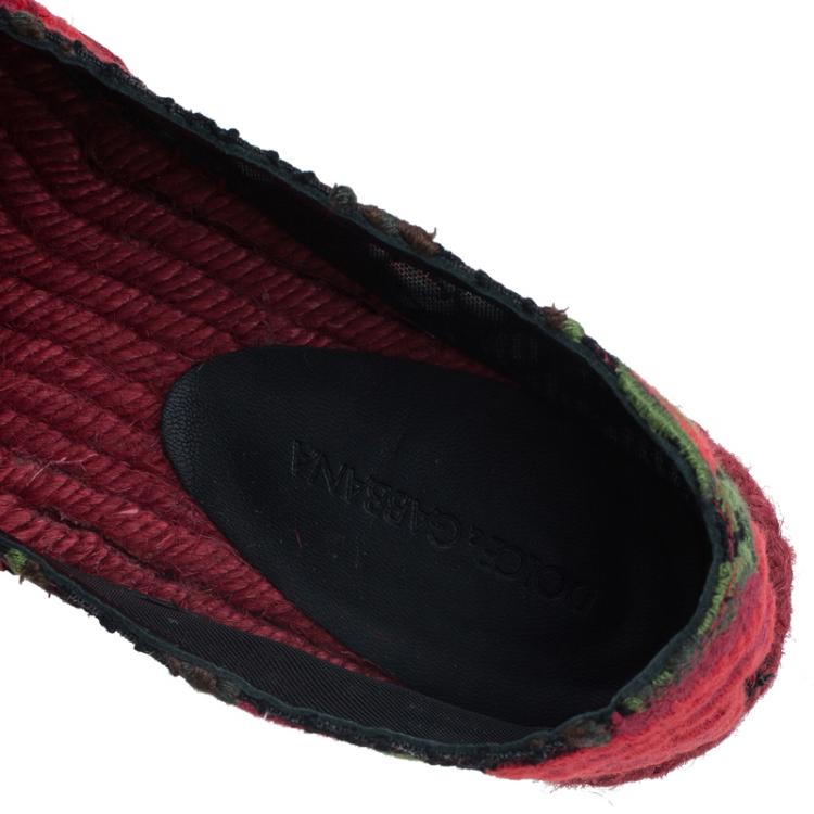 Pre Owned Dolce and Gabbana Rose Lace Macrame Espadrilles Size 39