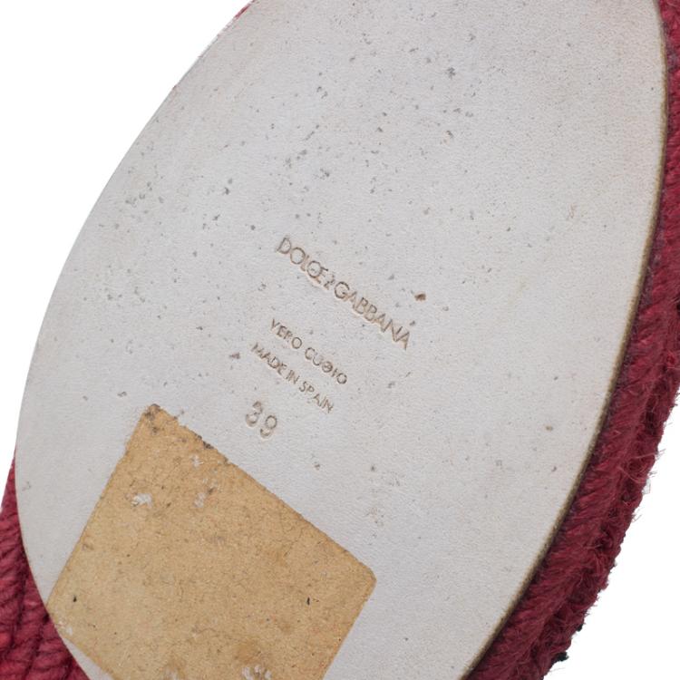 Pre Owned Dolce and Gabbana Rose Lace Macrame Espadrilles Size 39