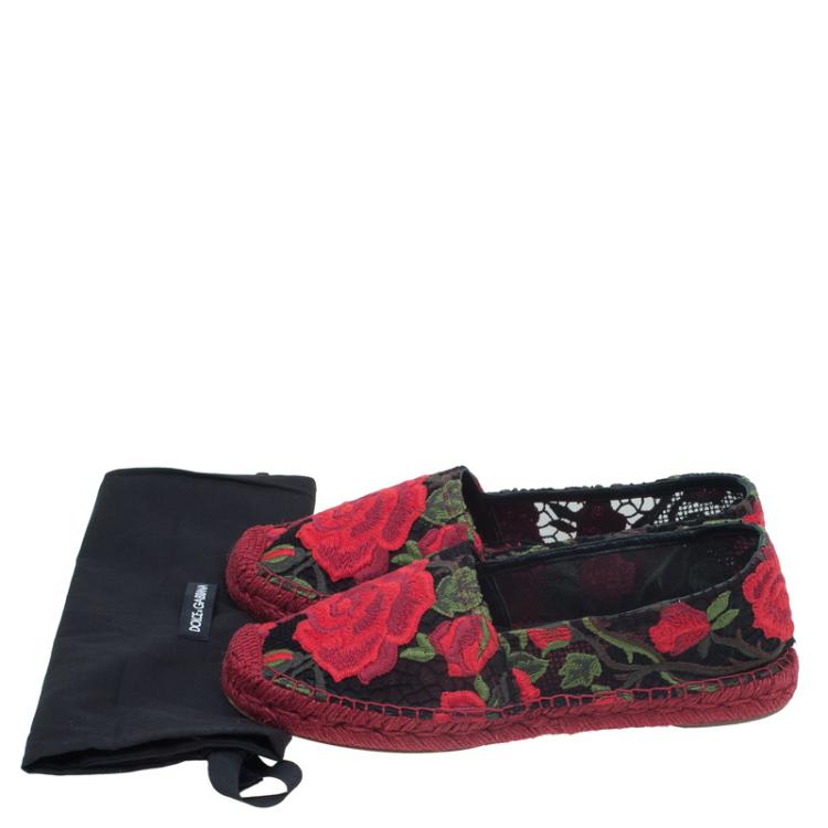 Pre Owned Dolce and Gabbana Rose Lace Macrame Espadrilles Size 39