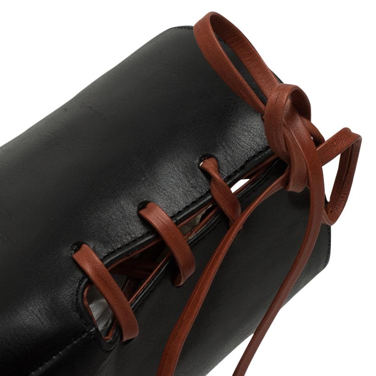 Pre Owned Dolce and Gabbana Black and Brown Leather Pointed Knee Boots Size 38