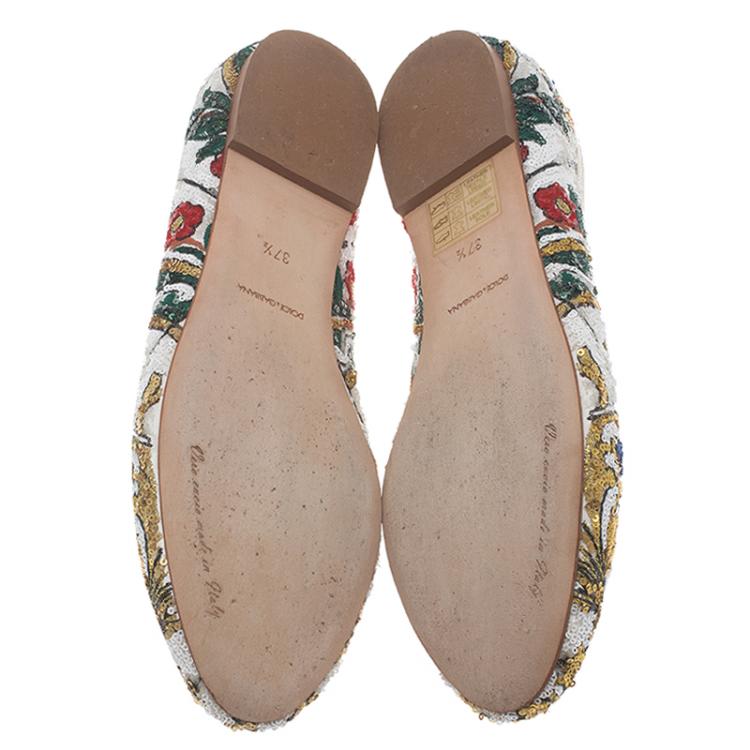 Pre Owned Dolce and Gabbana Multicolor Sequins Smoking Slippers Size 37.5