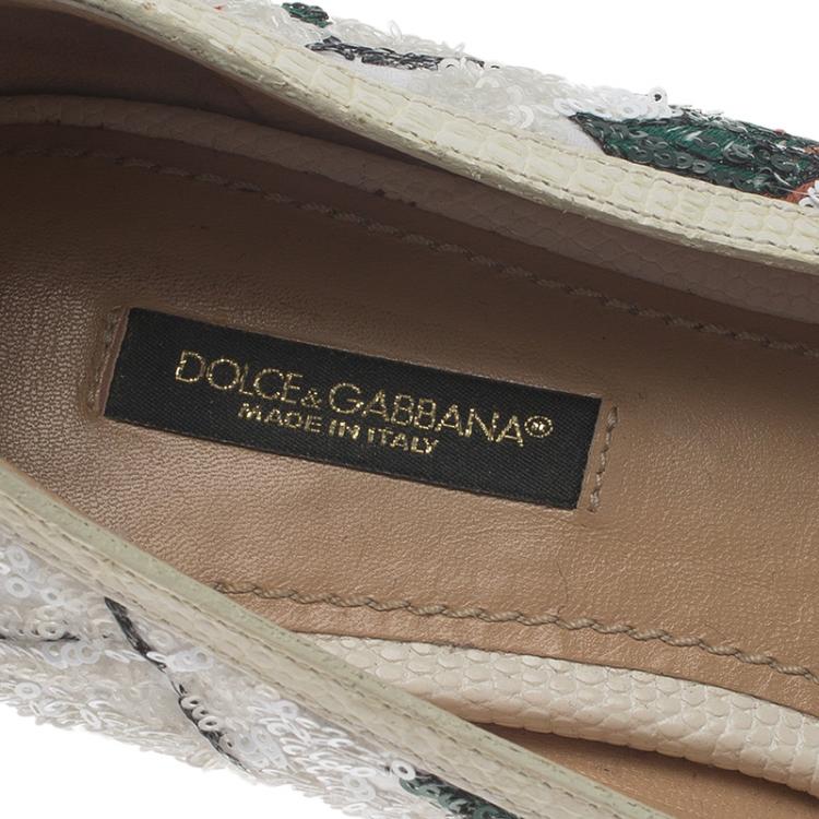 Pre Owned Dolce and Gabbana Multicolor Sequins Smoking Slippers Size 37.5