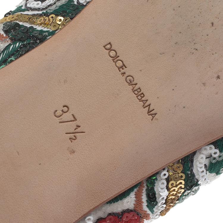 Pre Owned Dolce and Gabbana Multicolor Sequins Smoking Slippers Size 37.5