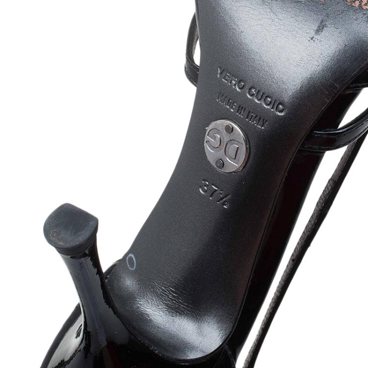 Pre Owned Dolce and Gabbana Black Patent Cutout Pointed Toe Pumps Size 37.5