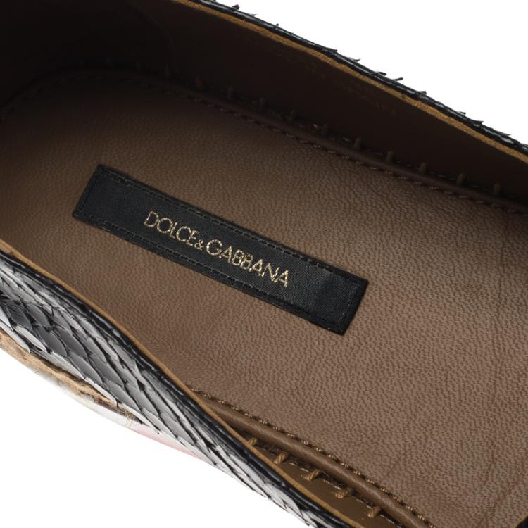 Pre Owned Dolce and Gabbana Black Python Platform Espadrilles Size 38