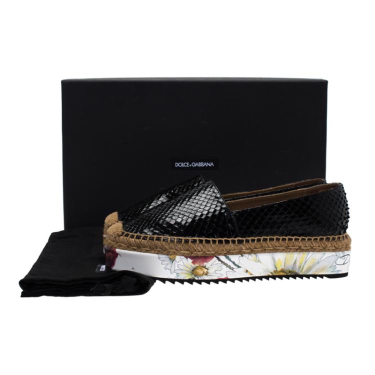 Pre Owned Dolce and Gabbana Black Python Platform Espadrilles Size 38