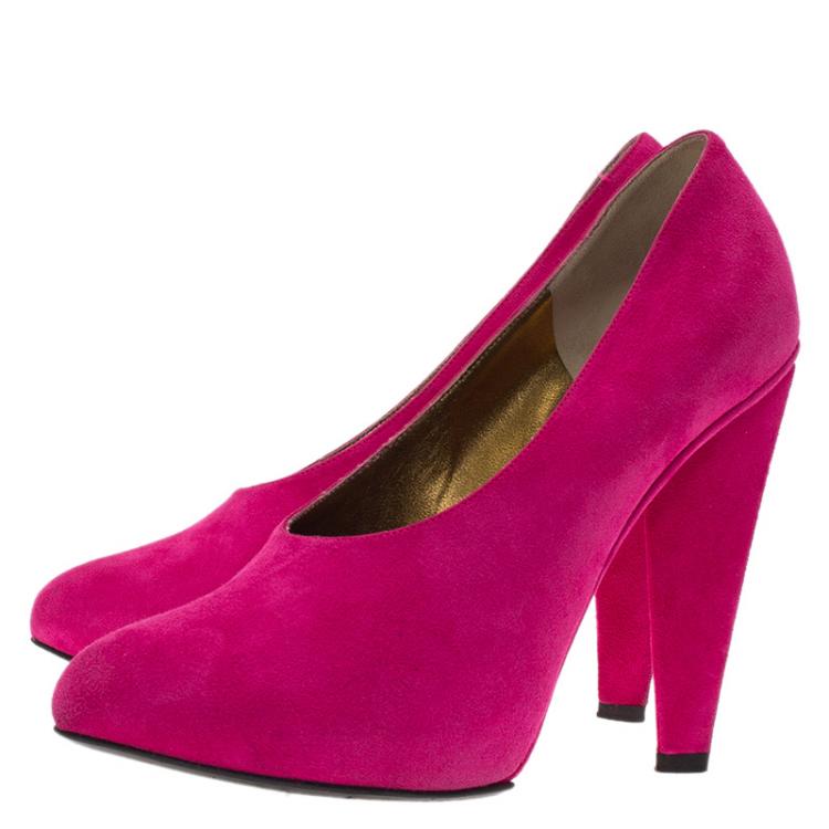 Pre Owned Dolce and Gabbana Fuchsia Pink Suede Pumps Size 36