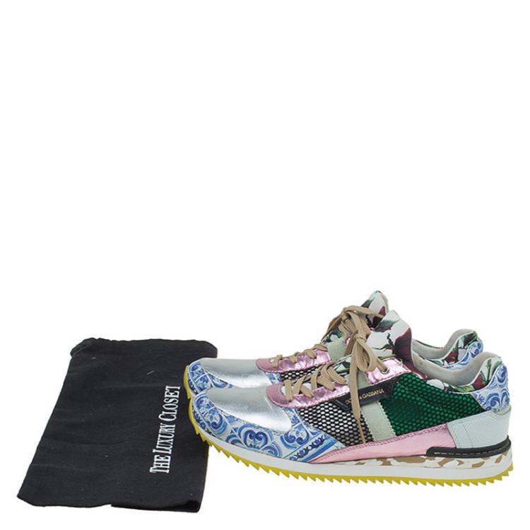 مملوكة مسبقًا Dolce and Gabbana Multicolor Leather and Mesh Mix & Match Sneakers Size 40