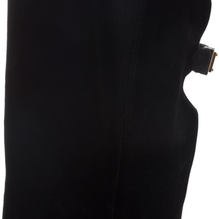 Pre Owned Dolce and Gabbana Black Suede Knee Length Boots Size 36