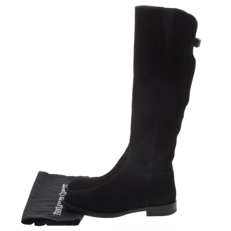 Pre Owned Dolce and Gabbana Black Suede Knee Length Boots Size 36