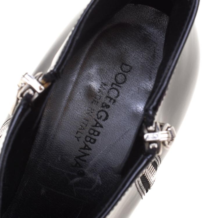 Pre Owned Dolce And Gabbana Black Leather Pointed Toe Ankle Boots Size 38