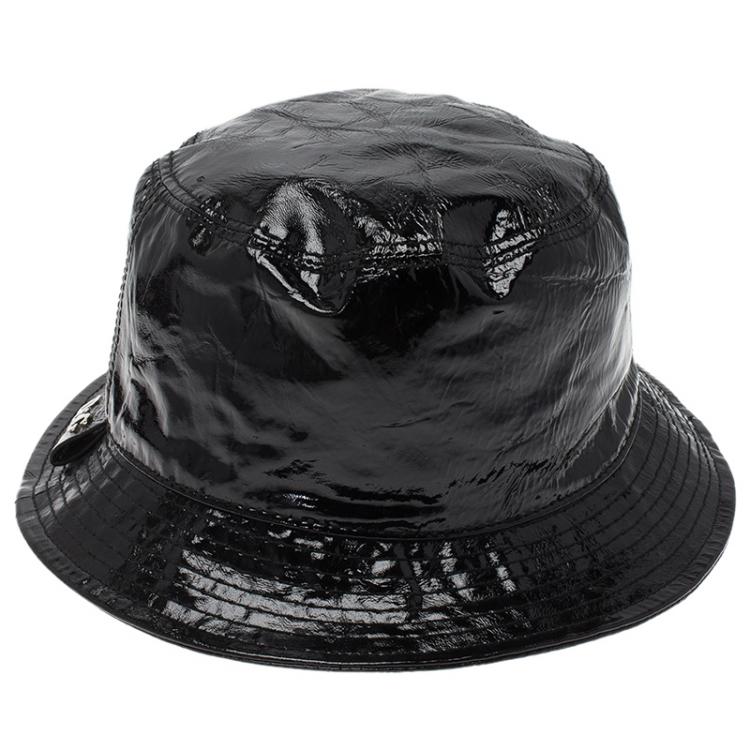 Pre Owned Dolce and Gabbana Black Patent Bucket Hat Size M