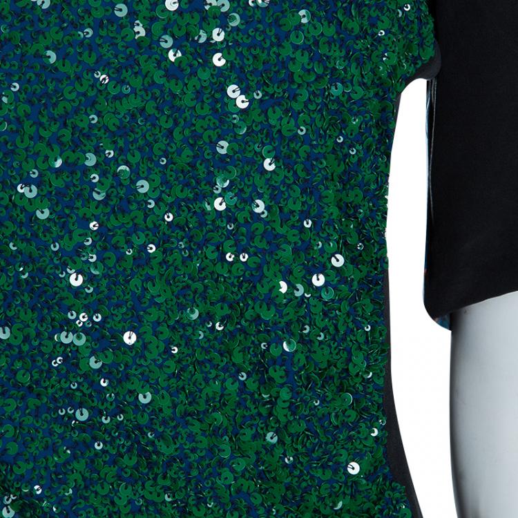 Pre Owned Dries van Noten Emerald Sequin Embellished Top M