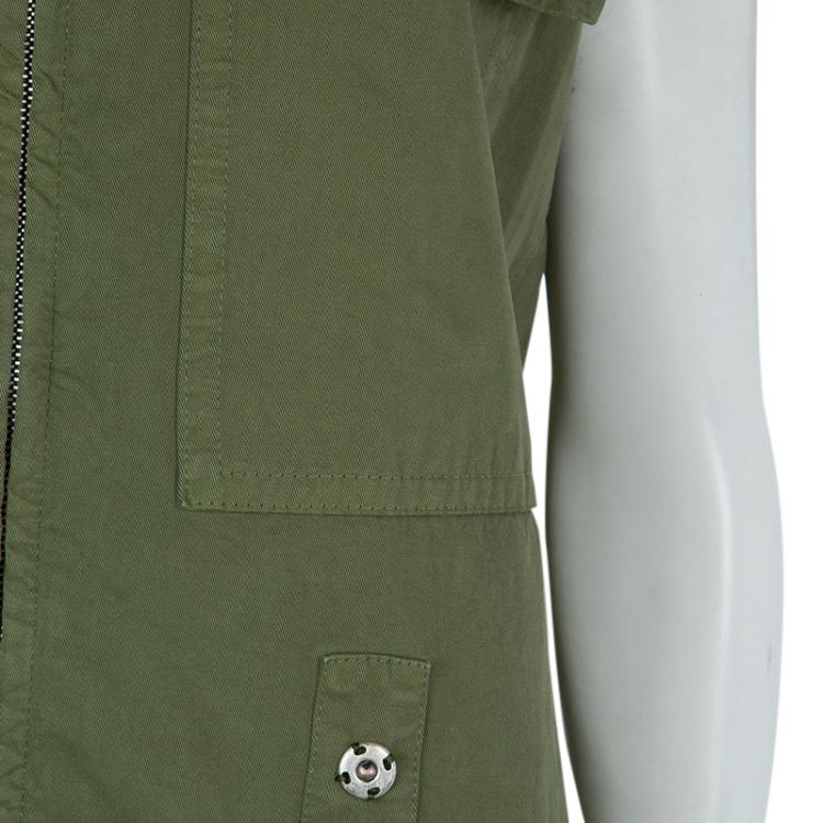 Pre Owned Dries Van Noten Olive Green Patch Pocket Detail Zip Front Vest M