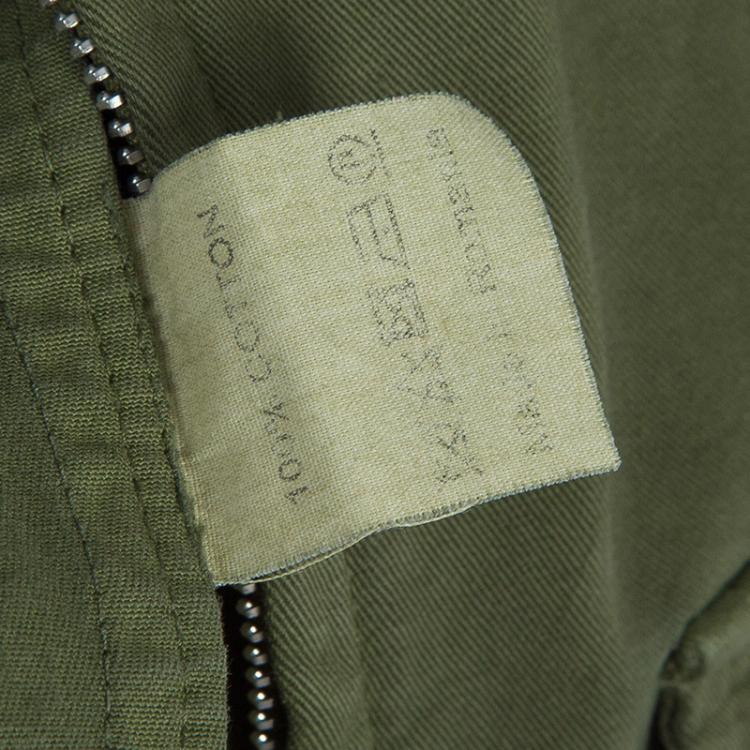 Pre Owned Dries Van Noten Olive Green Patch Pocket Detail Zip Front Vest M