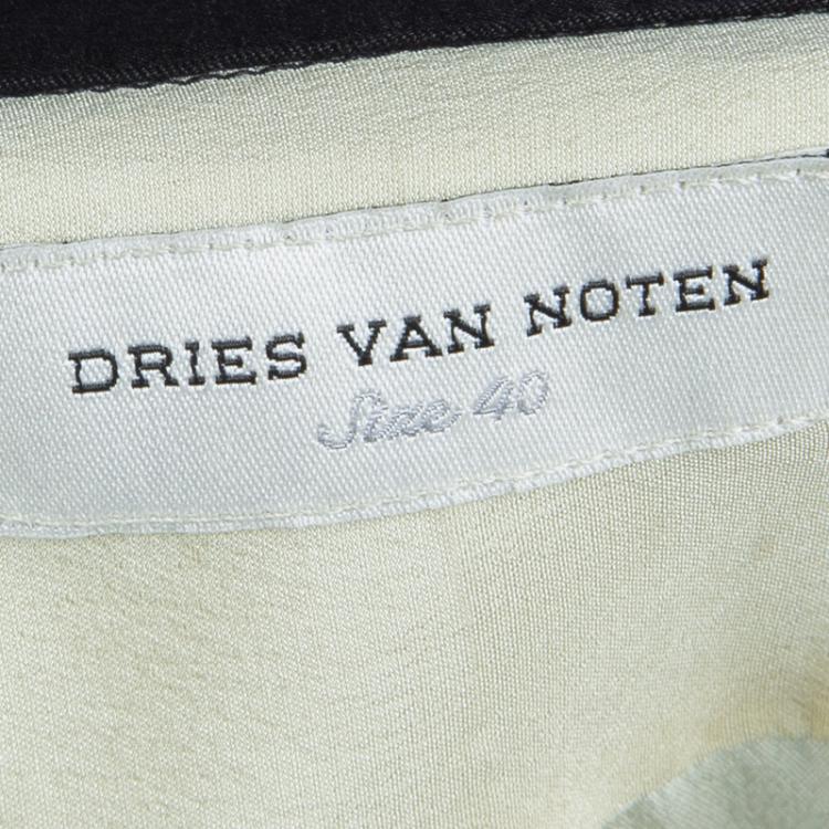 Pre Owned Dries Van Noten Cream Silk Embroidered Embellished Long Sleeve Shirt M