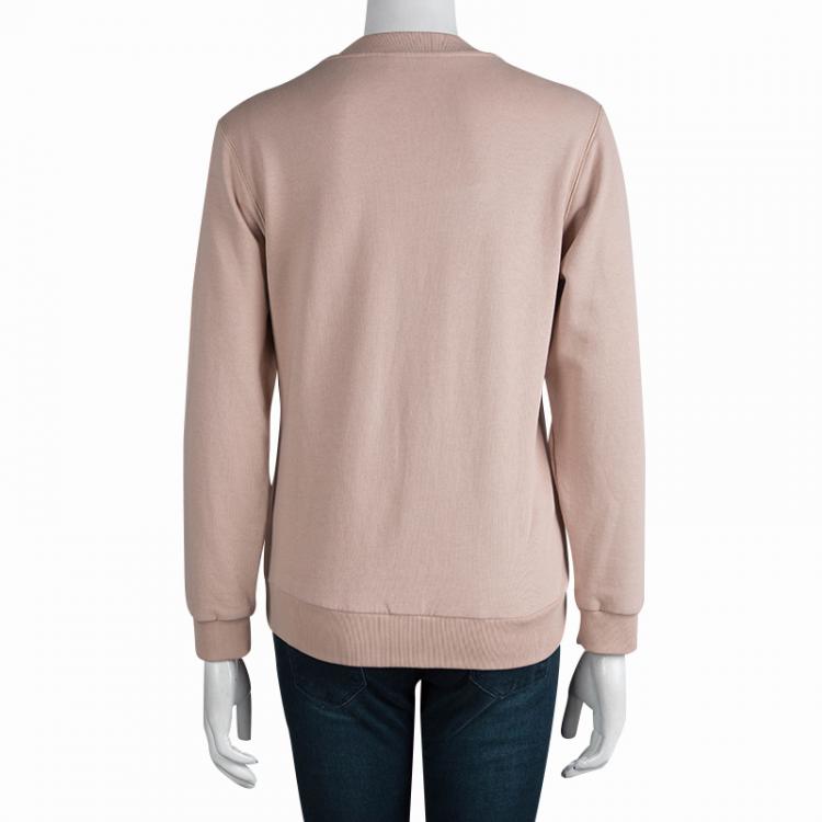 Pre Owned Dries Van Noten Pastel Pink Embroidered Embellished Sweatshirt S