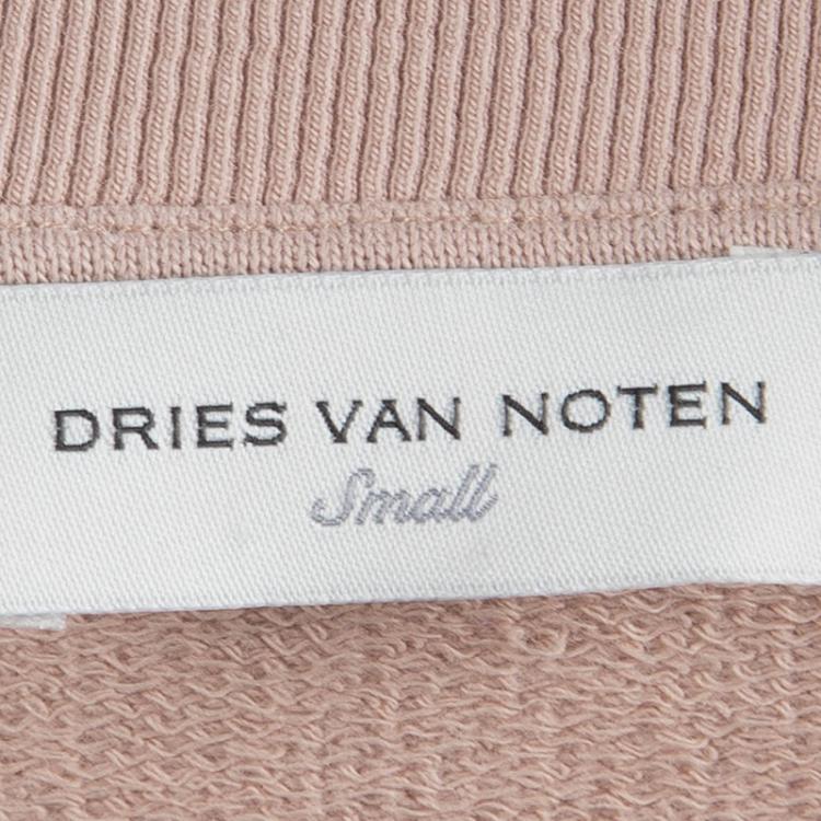 Pre Owned Dries Van Noten Pastel Pink Embroidered Embellished Sweatshirt S