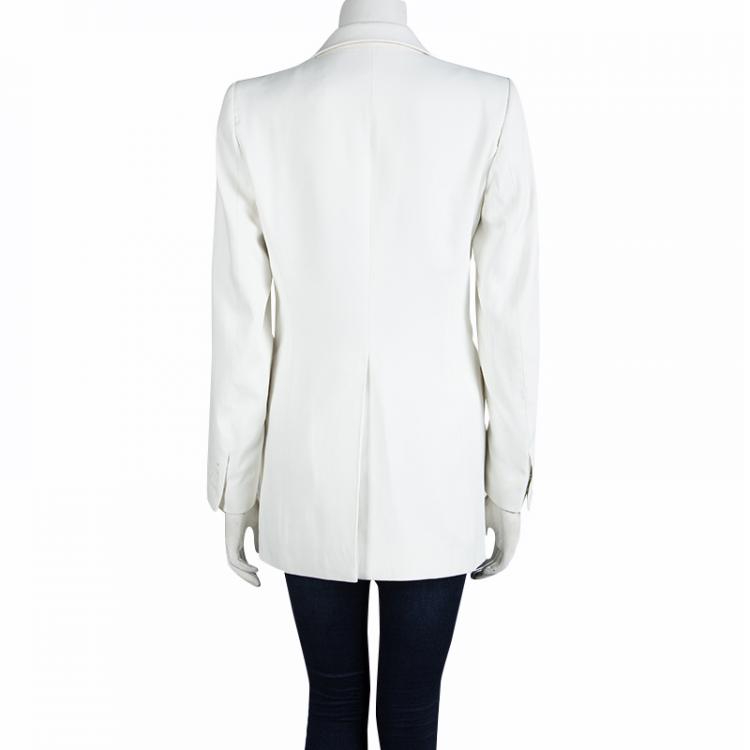 Pre Owned Dries Van Noten Off White Snap Button Closure Blazer S