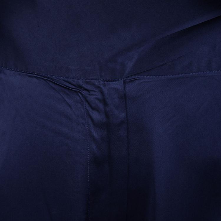 Pre Owned Dries van Noten Blue Satin Front Tie Detail Pants M