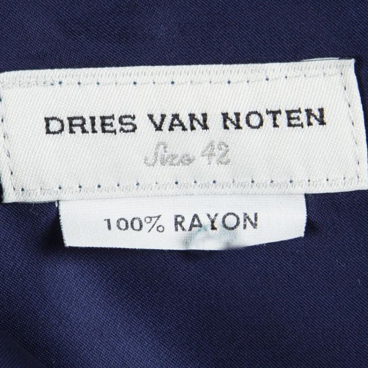 Pre Owned Dries van Noten Blue Satin Front Tie Detail Pants M