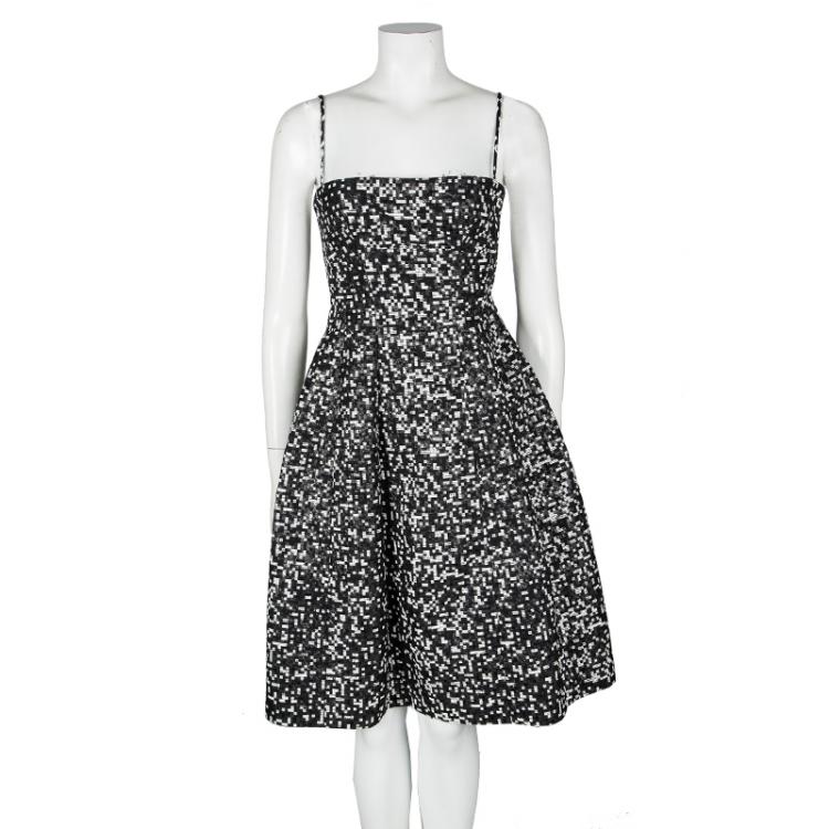 Pre Owned Dsquared2 Monochrome Pixelated Sandra 50'S Bell Dress S