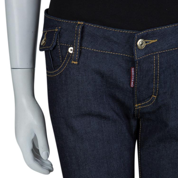 Pre Owned DSquared2 Indigo Dark Wash Denim Zip Detail Skinny Jeans M