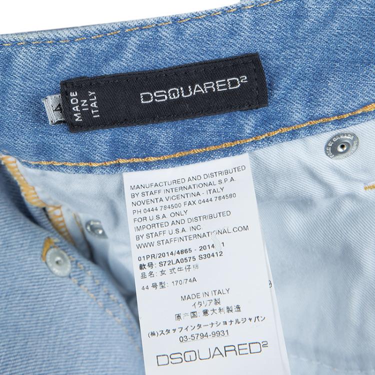 Pre Owned DSquared2 Indigo Light Wash Denim Zip Detail Skinny Jeans M