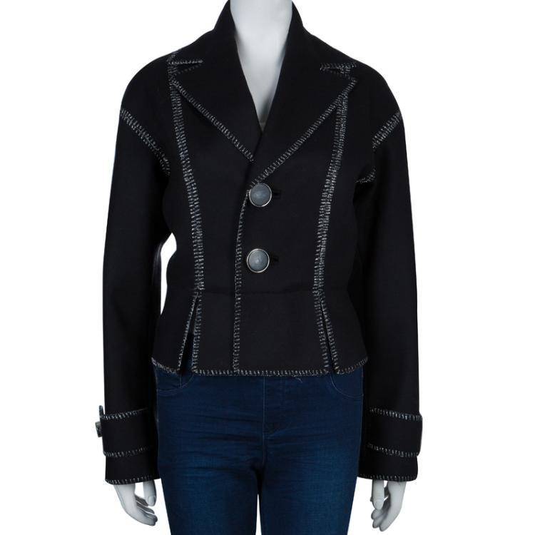 Pre Owned  Dsquared2 Black Wool Metallic Edging Detail Blazer M