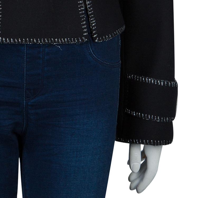 Pre Owned  Dsquared2 Black Wool Metallic Edging Detail Blazer M