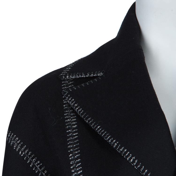 Pre Owned  Dsquared2 Black Wool Metallic Edging Detail Blazer M