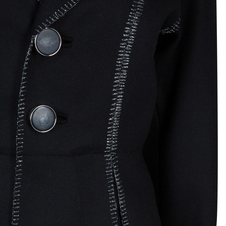 Pre Owned  Dsquared2 Black Wool Metallic Edging Detail Blazer M