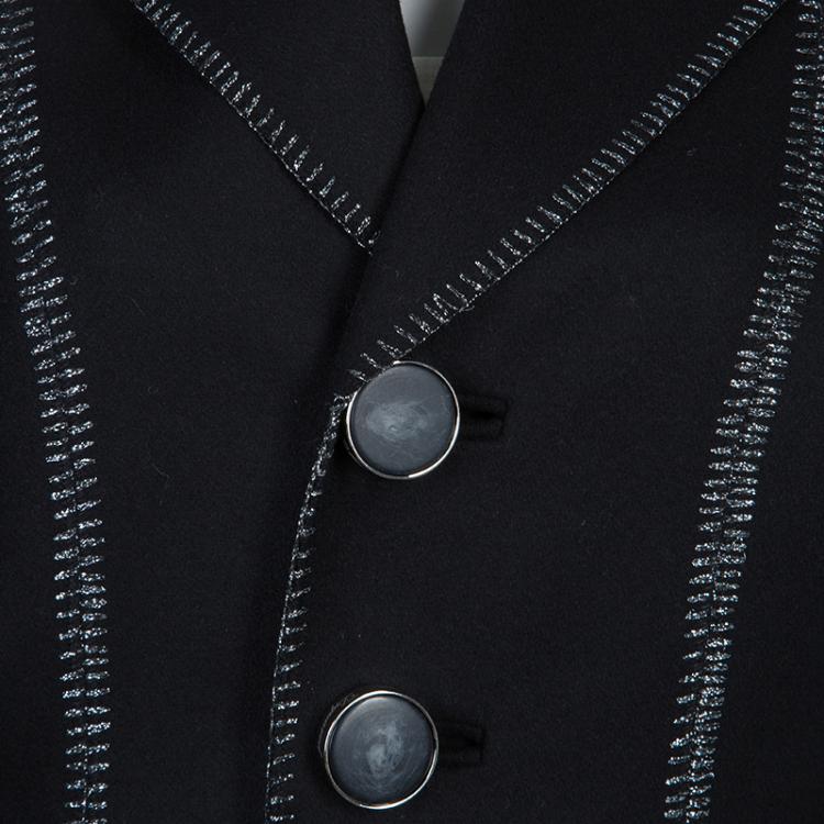 Pre Owned  Dsquared2 Black Wool Metallic Edging Detail Blazer M