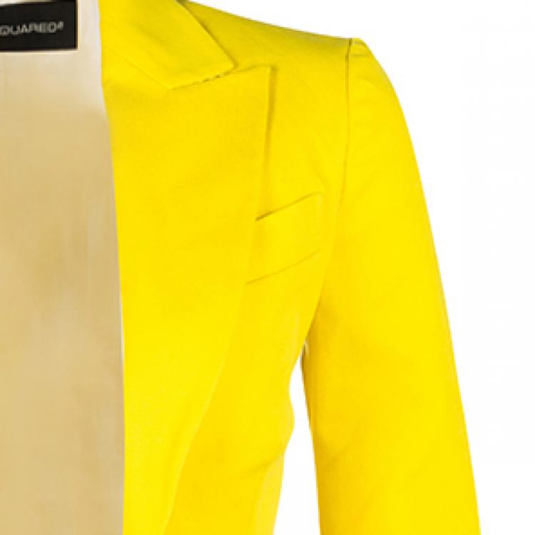 Pre Owned Dsquared2 Canary Yellow Fitted Cotton Blazer S