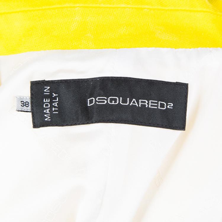 Pre Owned Dsquared2 Canary Yellow Fitted Cotton Blazer S