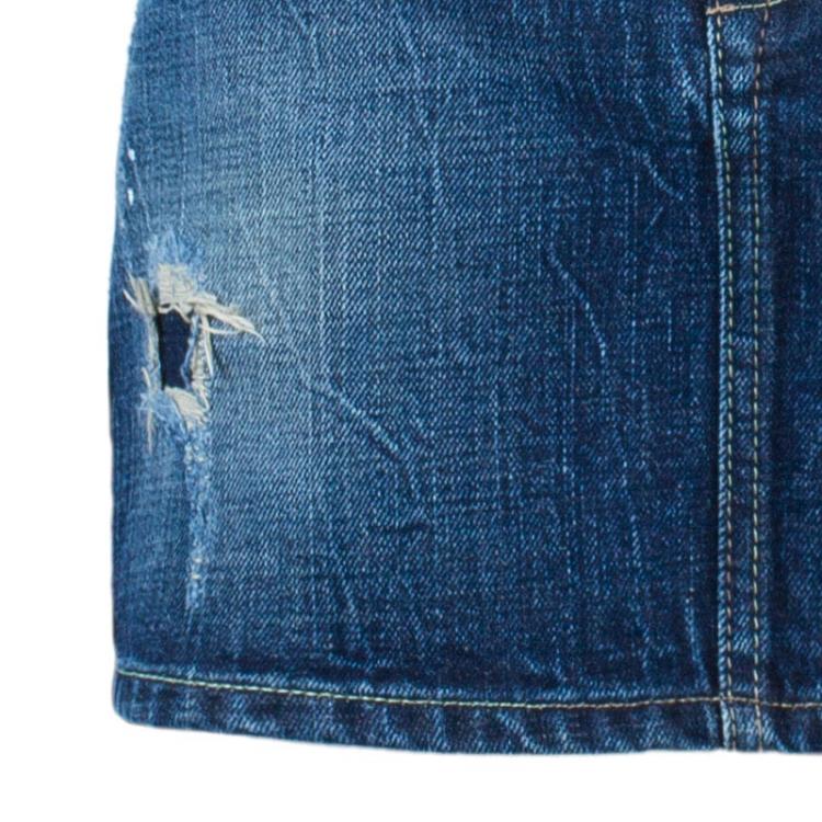 Pre Owned Dsquared2 Denim Distressed Mini Skirt M