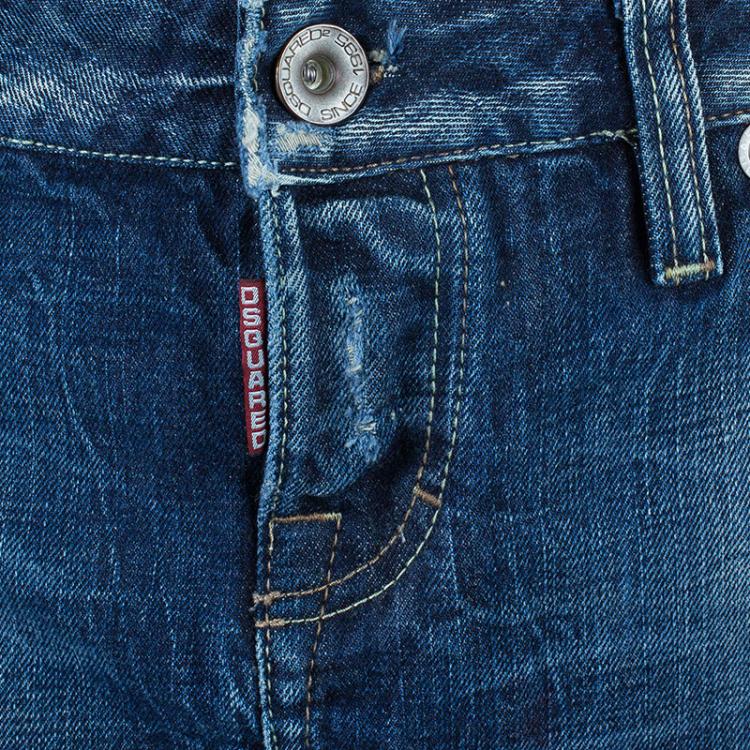 Pre Owned Dsquared2 Denim Distressed Mini Skirt M
