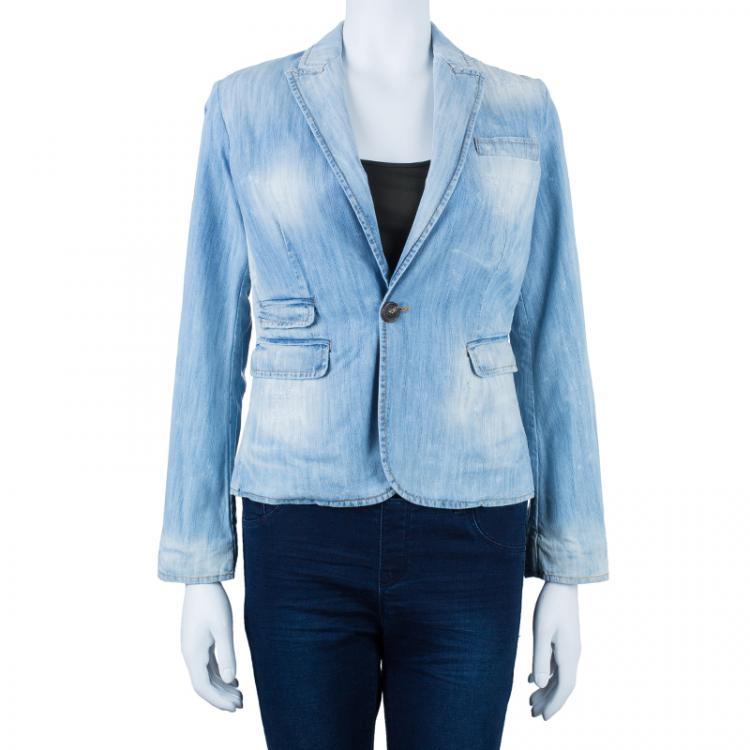 Pre Owned DSquared2 Light Wash Denim Blazer M