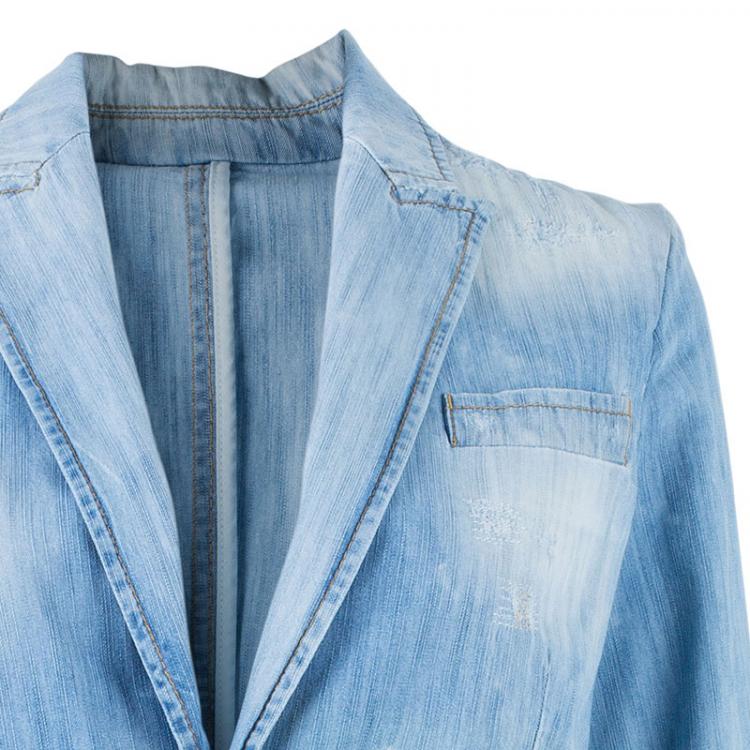 Pre Owned DSquared2 Light Wash Denim Blazer M