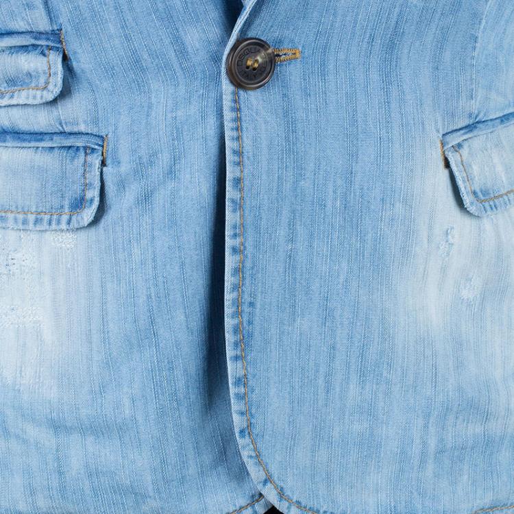 Pre Owned DSquared2 Light Wash Denim Blazer M