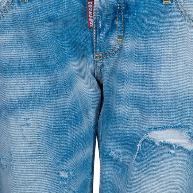 Pre Owned Dsquared2 Light Blue Distressed Denim Jeans M