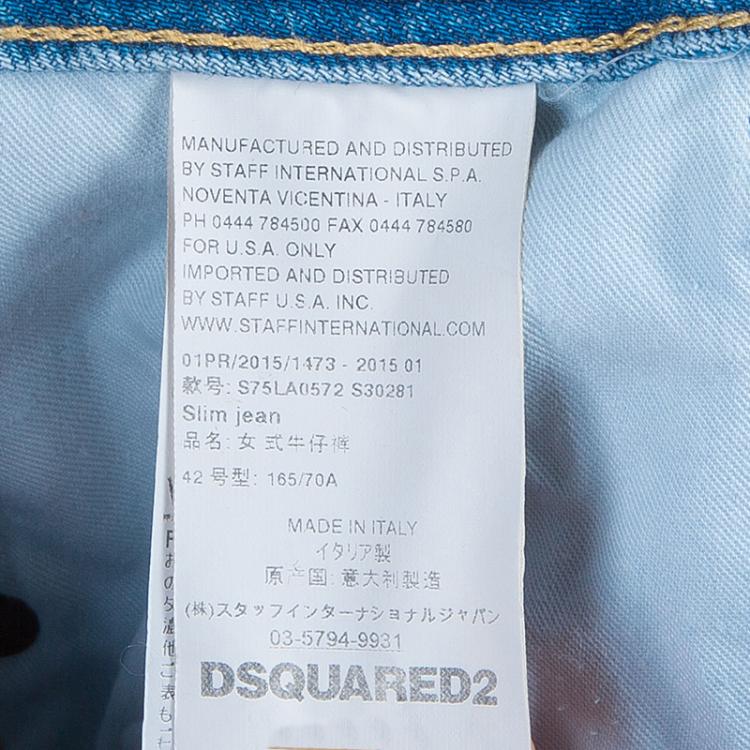 Pre Owned Dsquared2 Light Blue Distressed Denim Jeans M