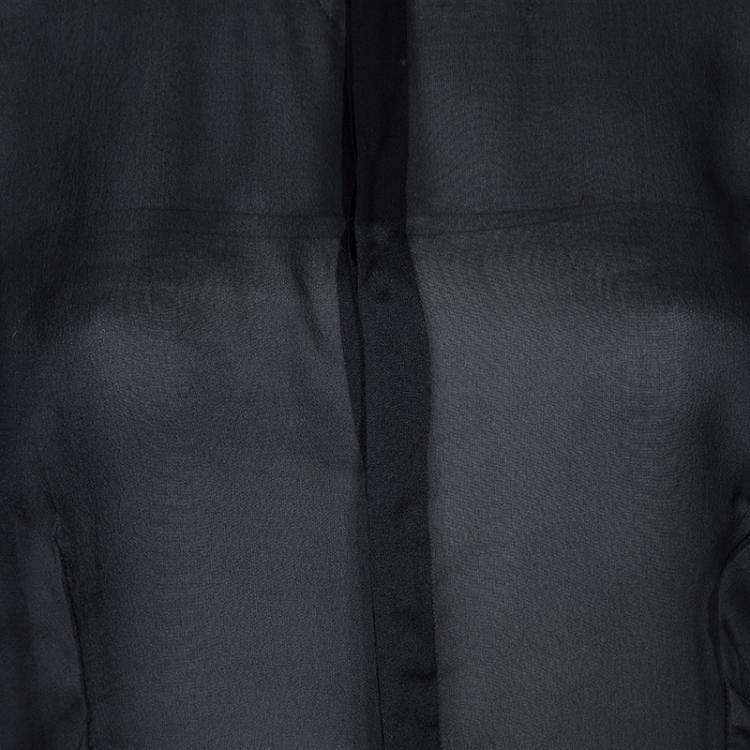 Pre Owned Dsquared2 Black Silk Gold D-Ring Embellishment Detail Sheer Blouse M
