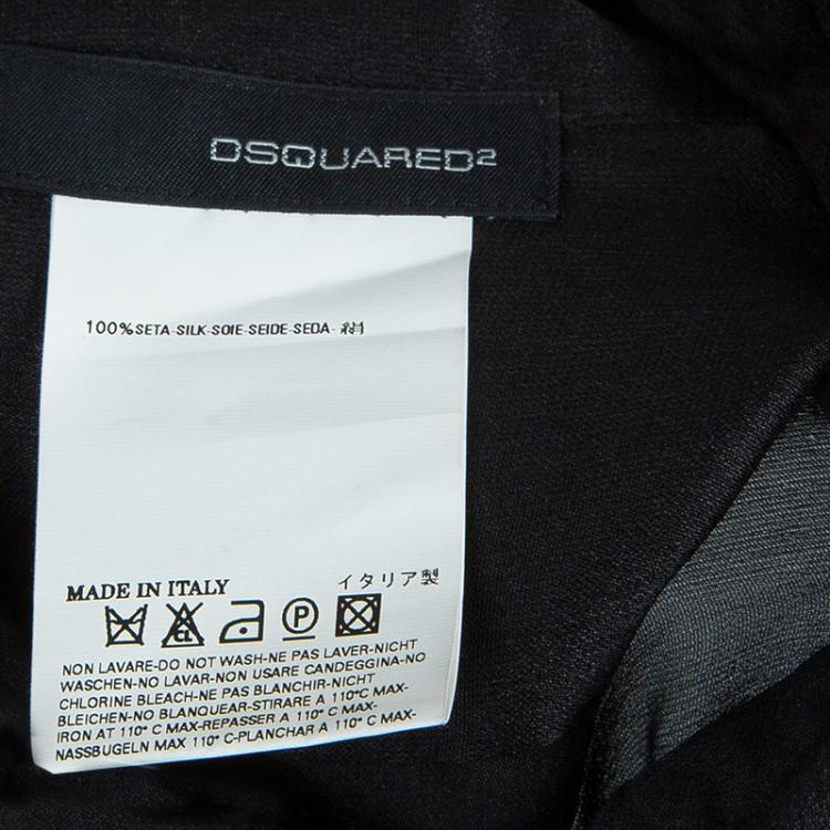 Pre Owned Dsquared2 Black Silk Gold D-Ring Embellishment Detail Sheer Blouse M
