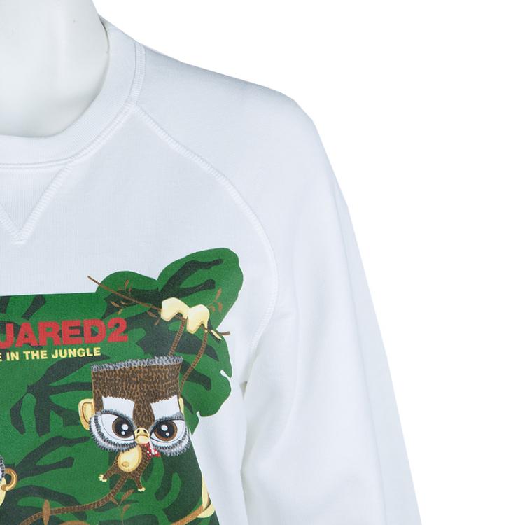 Pre Owned Dsquared2 White Graphic Print Sweatshirt S